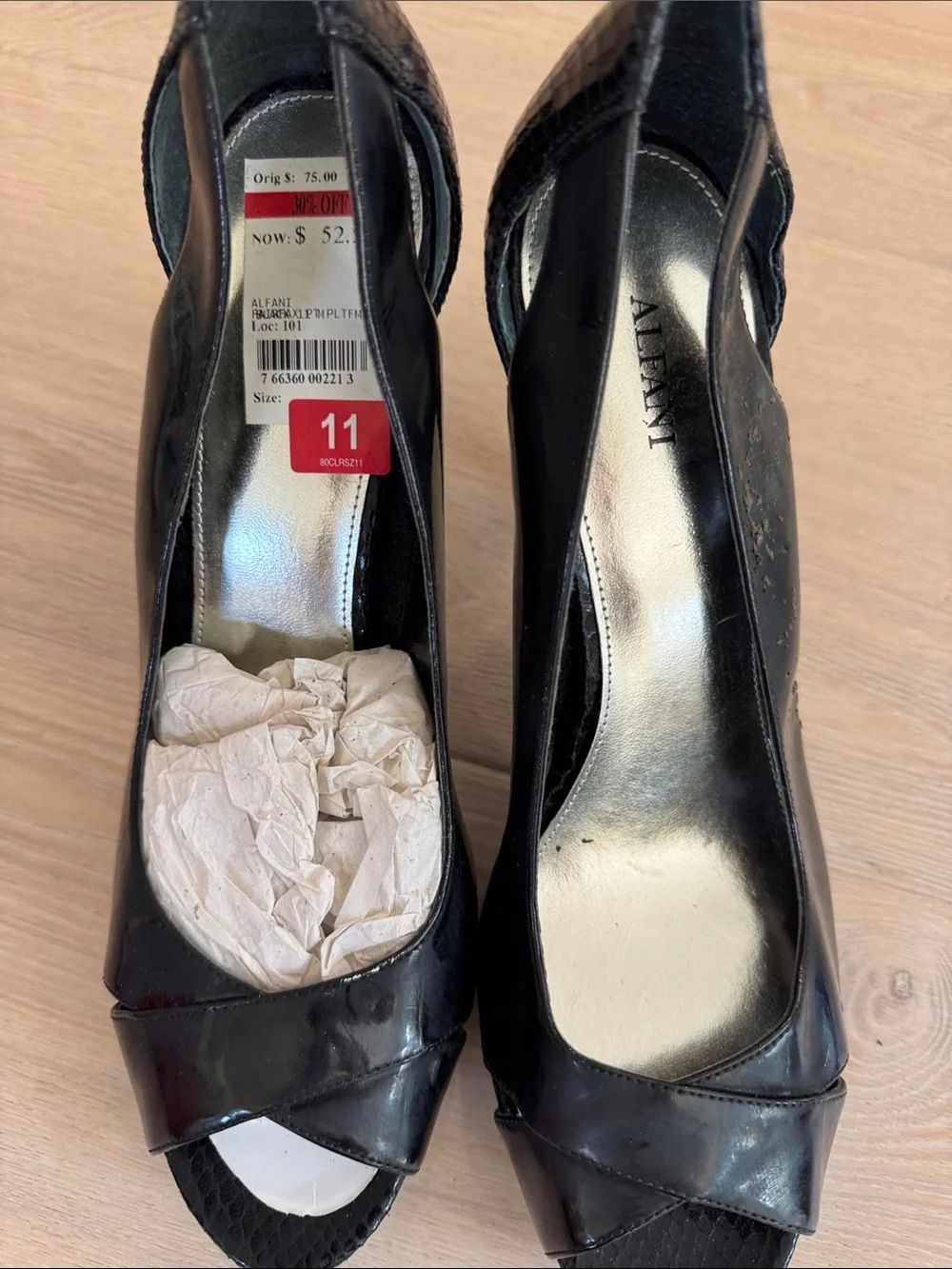 Alfani Black Patent Peep-Toe Stiletto Heels